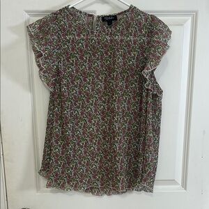 RD & koko Ruffled Flutter Sleeve Blouse pink and green Anthropologie